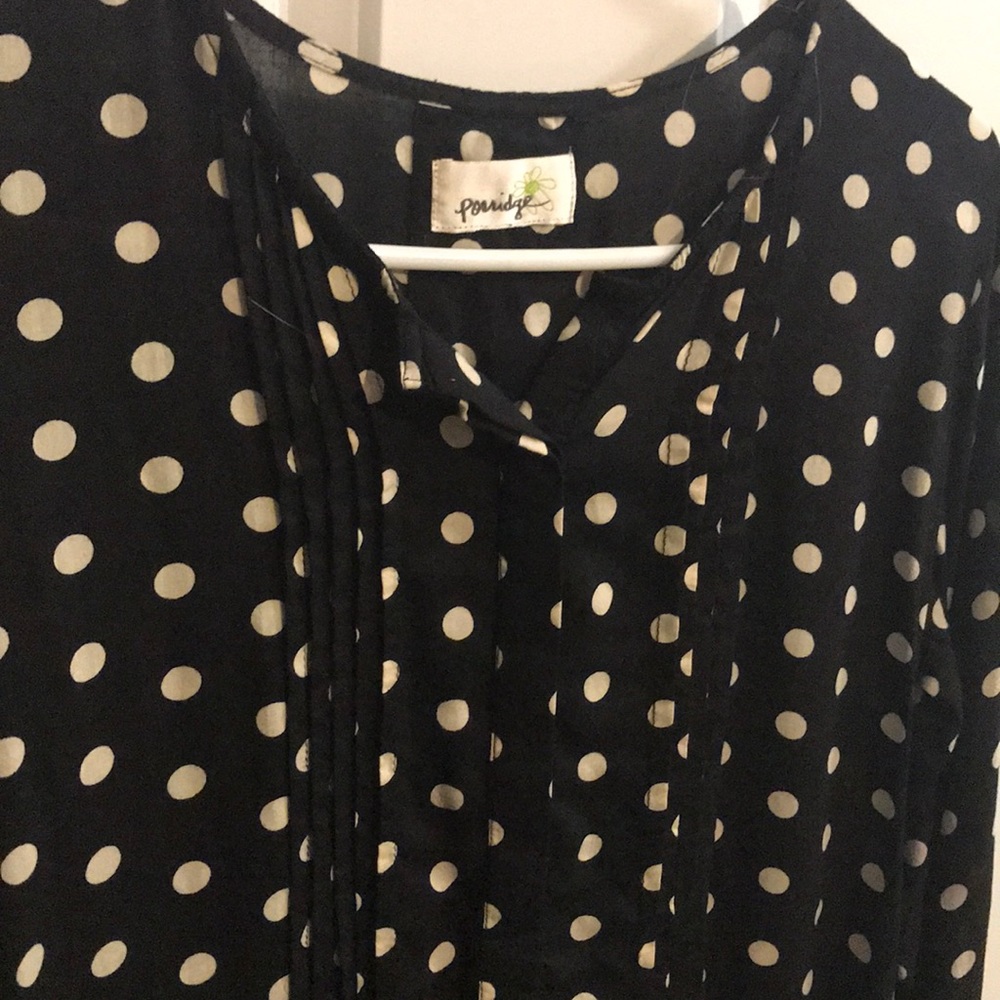 Anthropology porridge polka dot blouse